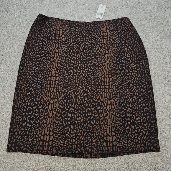 Dana Buchman Dresses & Skirts - New Dana Buchman Womens‎ Size 16 Animal Print Jacquard Pencil Skirt Black Mocha